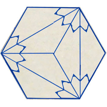 Mosaic House Moroccan tile HPC Hex 6x6 Cubes FL 1-15 White Cobalt Blue  hand painted handpainted 